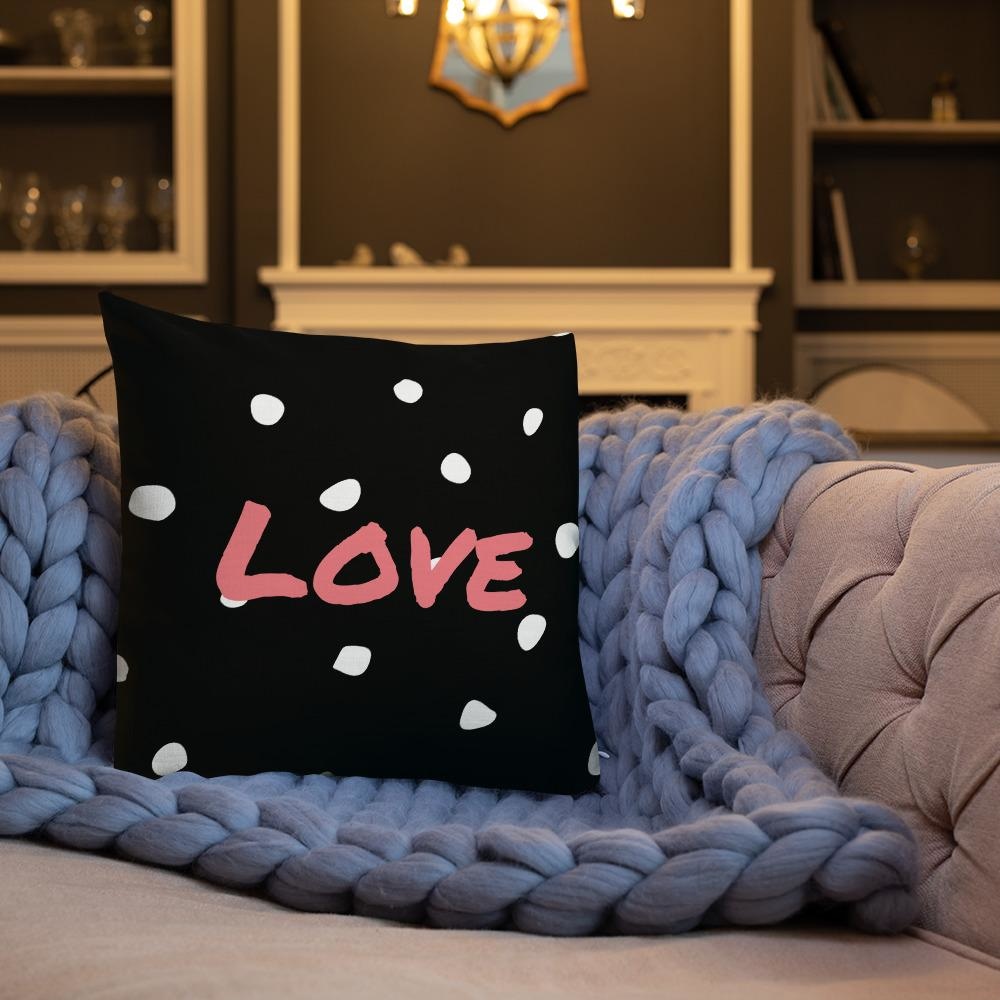 Black And White Polka Dots Pattern Love Square Cushion Cushions