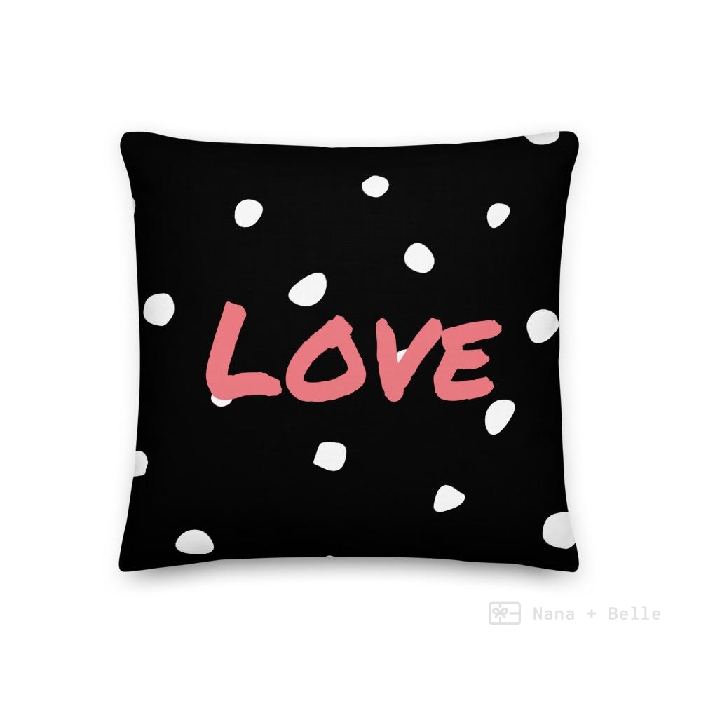 Black And White Polka Dots Pattern Love Square Cushion Cushions