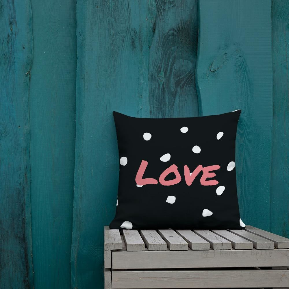 Black And White Polka Dots Pattern Love Square Cushion Cushions