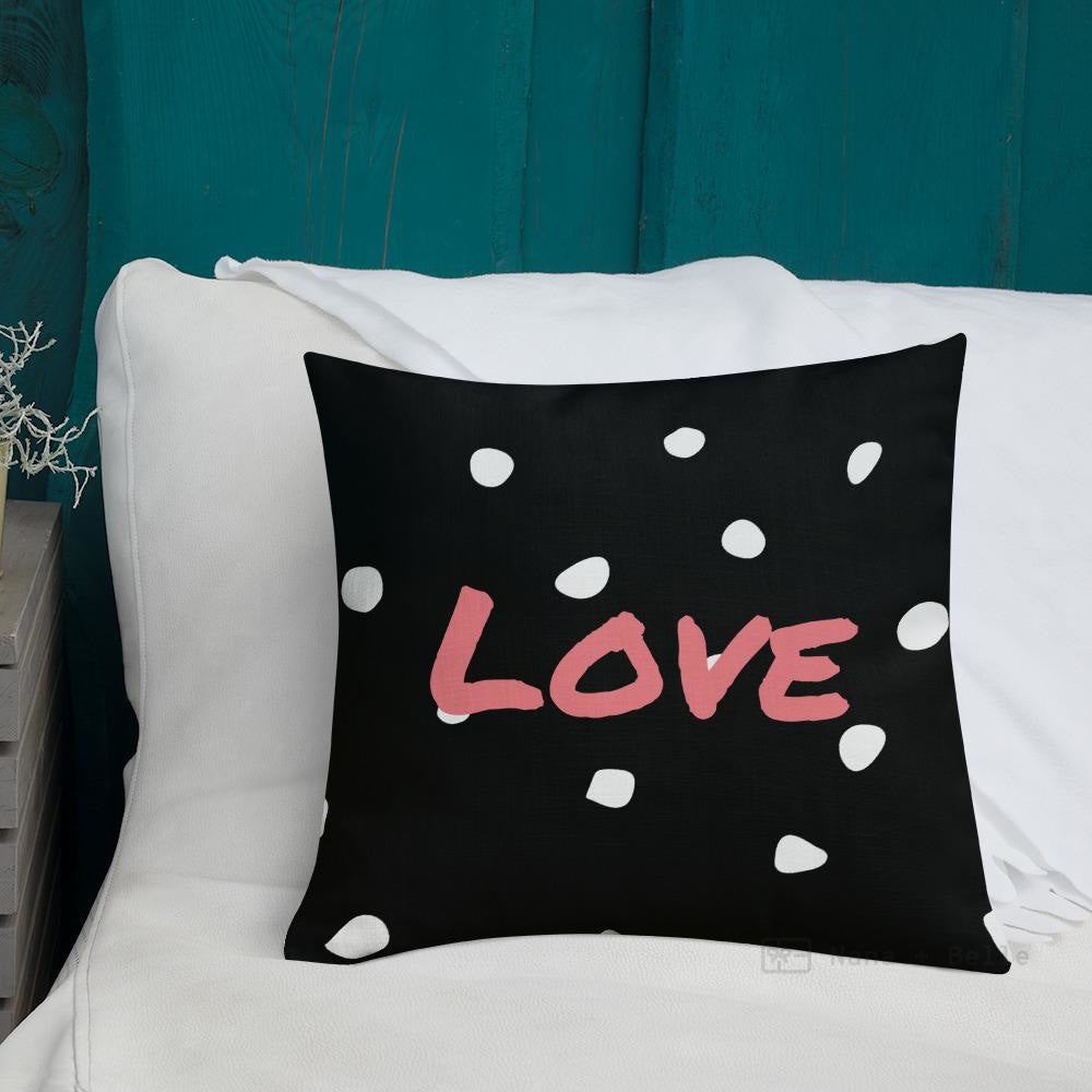 Black And White Polka Dots Pattern Love Square Cushion Cushions