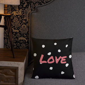 Black And White Polka Dots Pattern Love Square Cushion Cushions