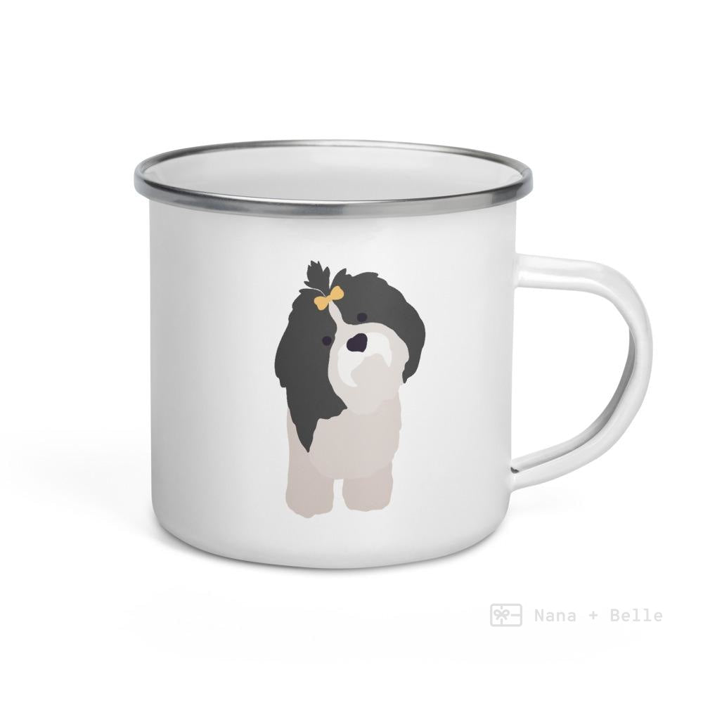 Black & White Shih Tzu Dog Enamel Mug Mugs