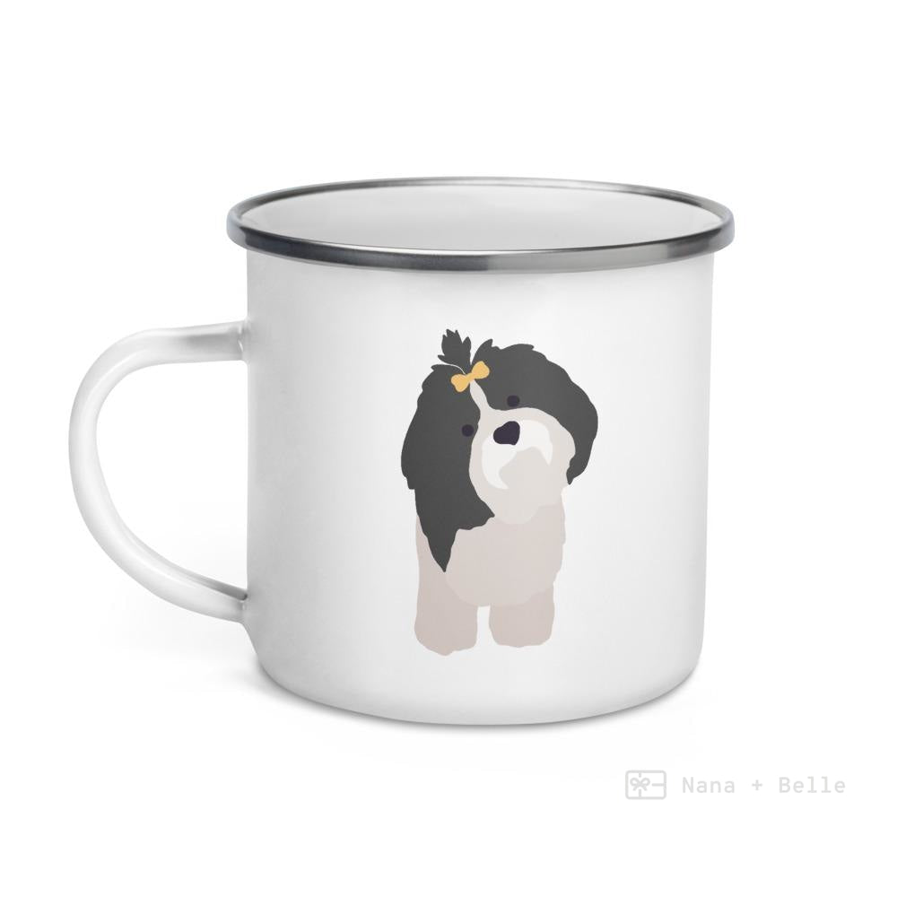 Black & White Shih Tzu Dog Enamel Mug Mugs