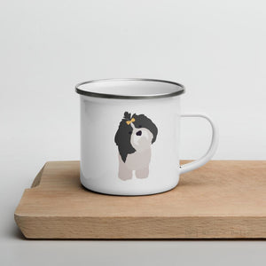 Black & White Shih Tzu Dog Enamel Mug Mugs