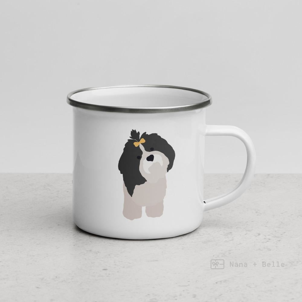 Black & White Shih Tzu Dog Enamel Mug Mugs