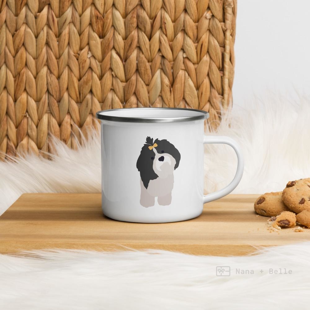 Black & White Shih Tzu Dog Enamel Mug Mugs