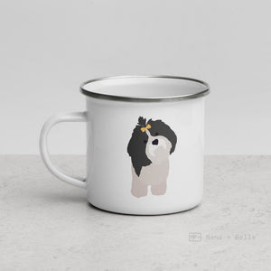 Black & White Shih Tzu Dog Enamel Mug Mugs