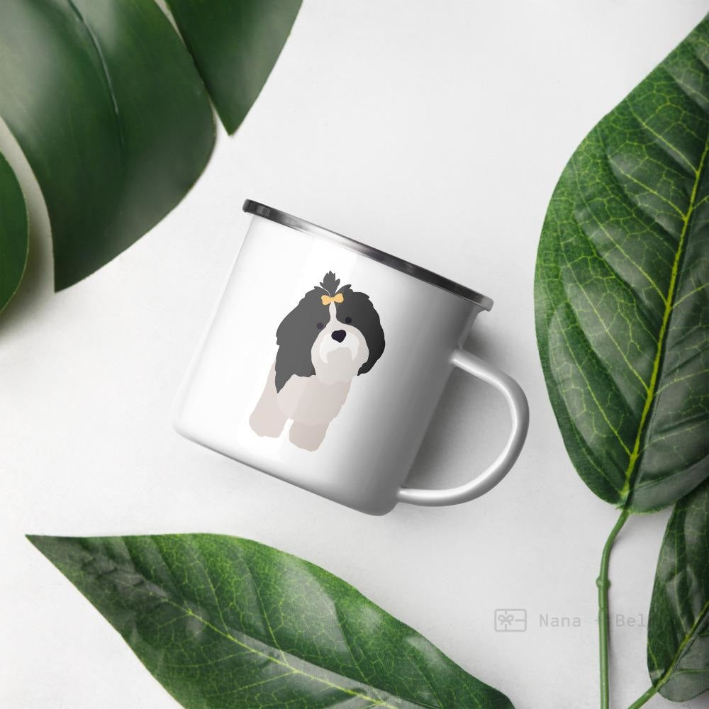 Black & White Shih Tzu Dog Enamel Mug Mugs