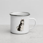 Load image into Gallery viewer, Black And White Siberian Husky Dog Enamel Mug / Cup Mugs
