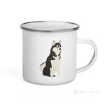 Load image into Gallery viewer, Black And White Siberian Husky Dog Enamel Mug / Cup Mugs
