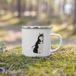 Load image into Gallery viewer, Black And White Siberian Husky Dog Enamel Mug / Cup Mugs
