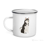 Load image into Gallery viewer, Black And White Siberian Husky Dog Enamel Mug / Cup Mugs
