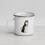 Load image into Gallery viewer, Black And White Siberian Husky Dog Enamel Mug / Cup Mugs
