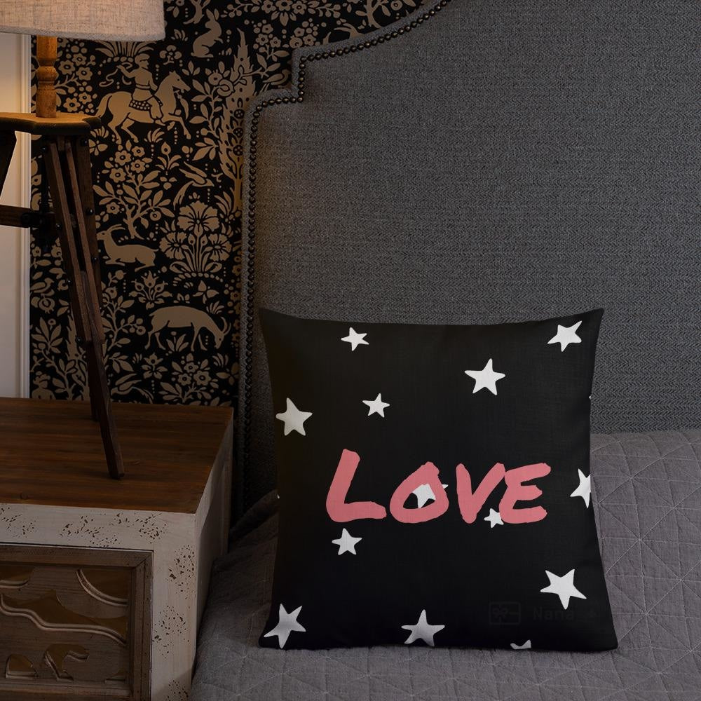 Black And White Stars Pattern Love Square Cushion Cushions