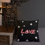 Load image into Gallery viewer, Black And White Stars Pattern Love Square Cushion Cushions
