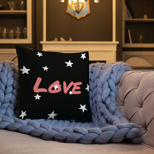 Black And White Stars Pattern Love Square Cushion Cushions