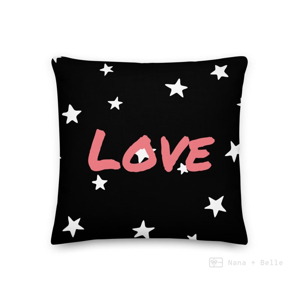 Black And White Stars Pattern Love Square Cushion Cushions