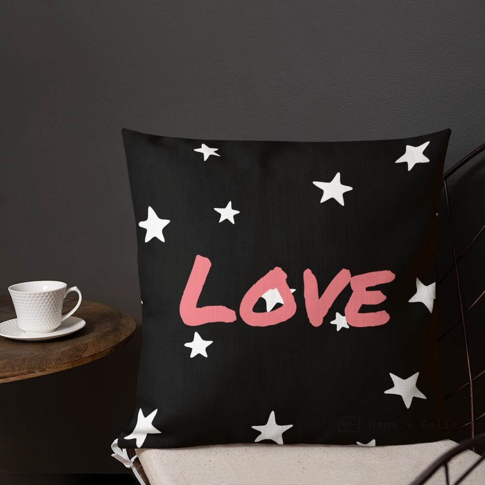 Black And White Stars Pattern Love Square Cushion Cushions