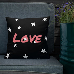 Black And White Stars Pattern Love Square Cushion Cushions