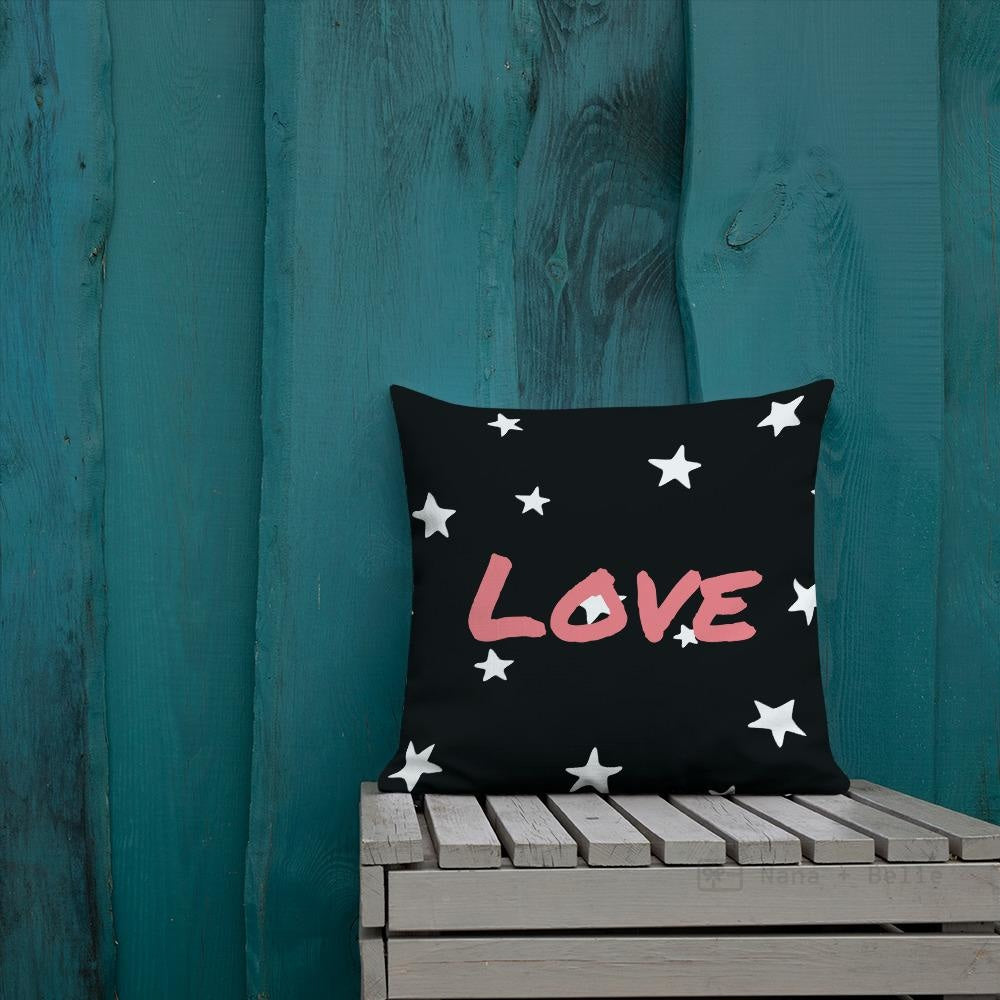 Black And White Stars Pattern Love Square Cushion Cushions