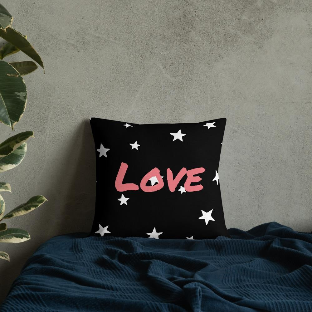 Black And White Stars Pattern Love Square Cushion Cushions