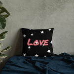 Load image into Gallery viewer, Black And White Stars Pattern Love Square Cushion Cushions
