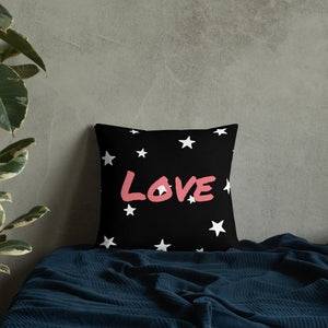 Black And White Stars Pattern Love Square Cushion Cushions