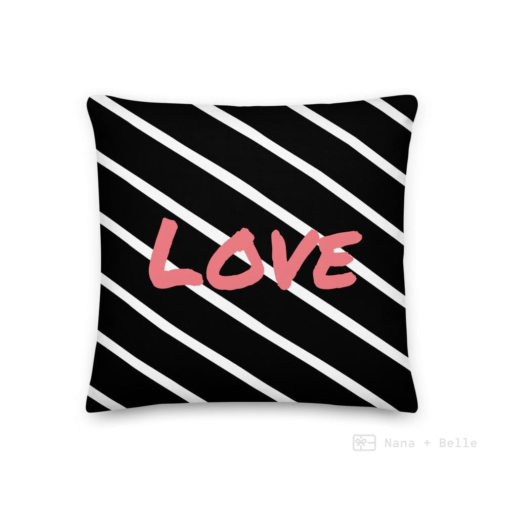 18x18in square ornament sofa cushion throw white stripe 45x45cm - Love New - Nana + Belle