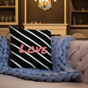 Black And White Stripes Pattern Love Square Cushion Cushions