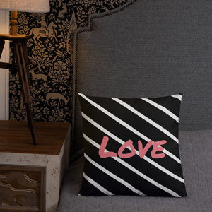 Black And White Stripes Pattern Love Square Cushion Cushions