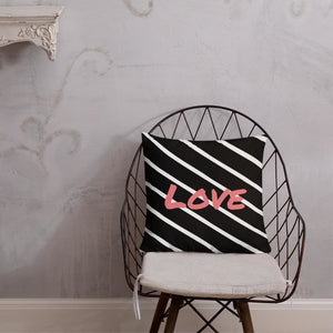 Black And White Stripes Pattern Love Square Cushion Cushions