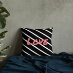 Load image into Gallery viewer, Black And White Stripes Pattern Love Square Cushion Cushions
