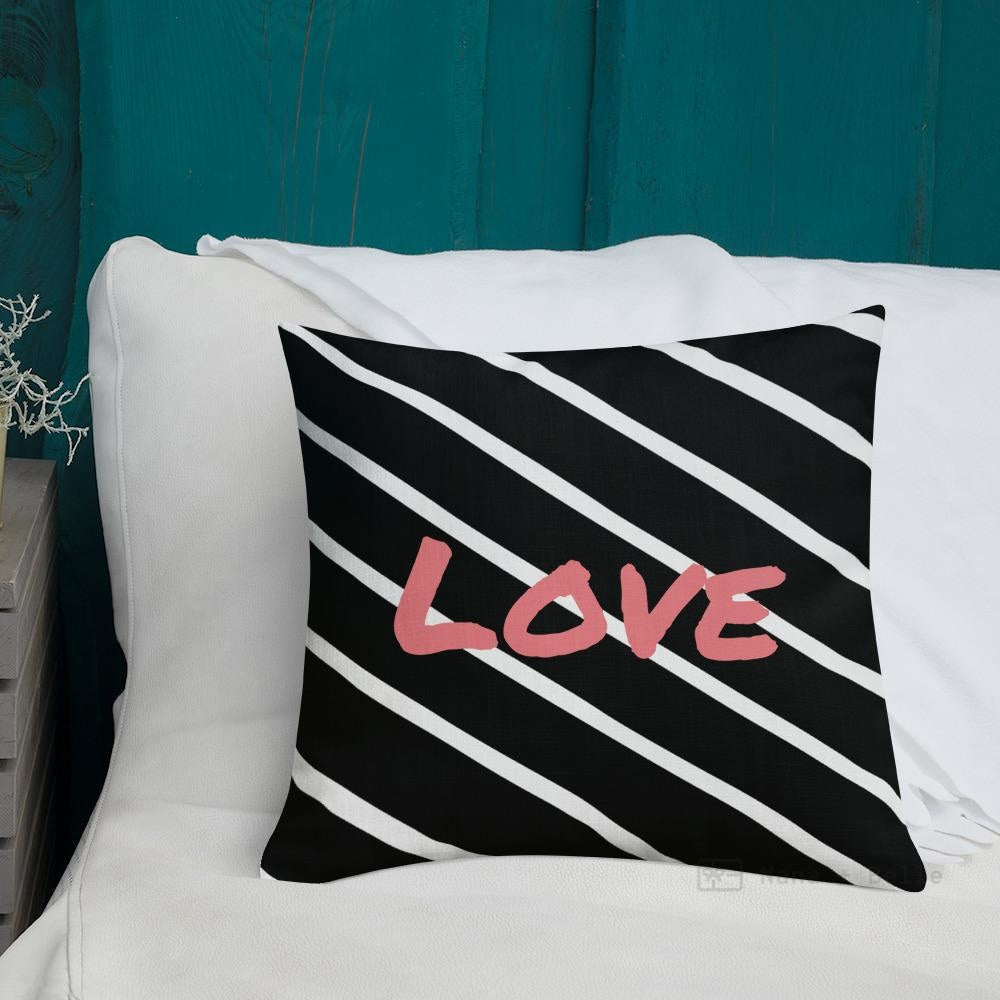 Black And White Stripes Pattern Love Square Cushion Cushions