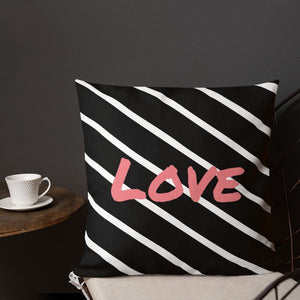 Black And White Stripes Pattern Love Square Cushion Cushions