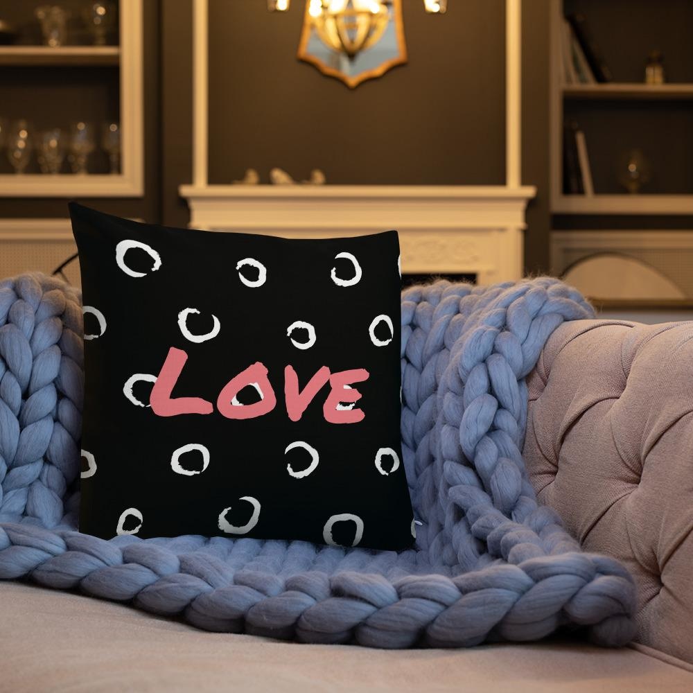 Black And White Swirling Pattern Love Square Cushion Cushions