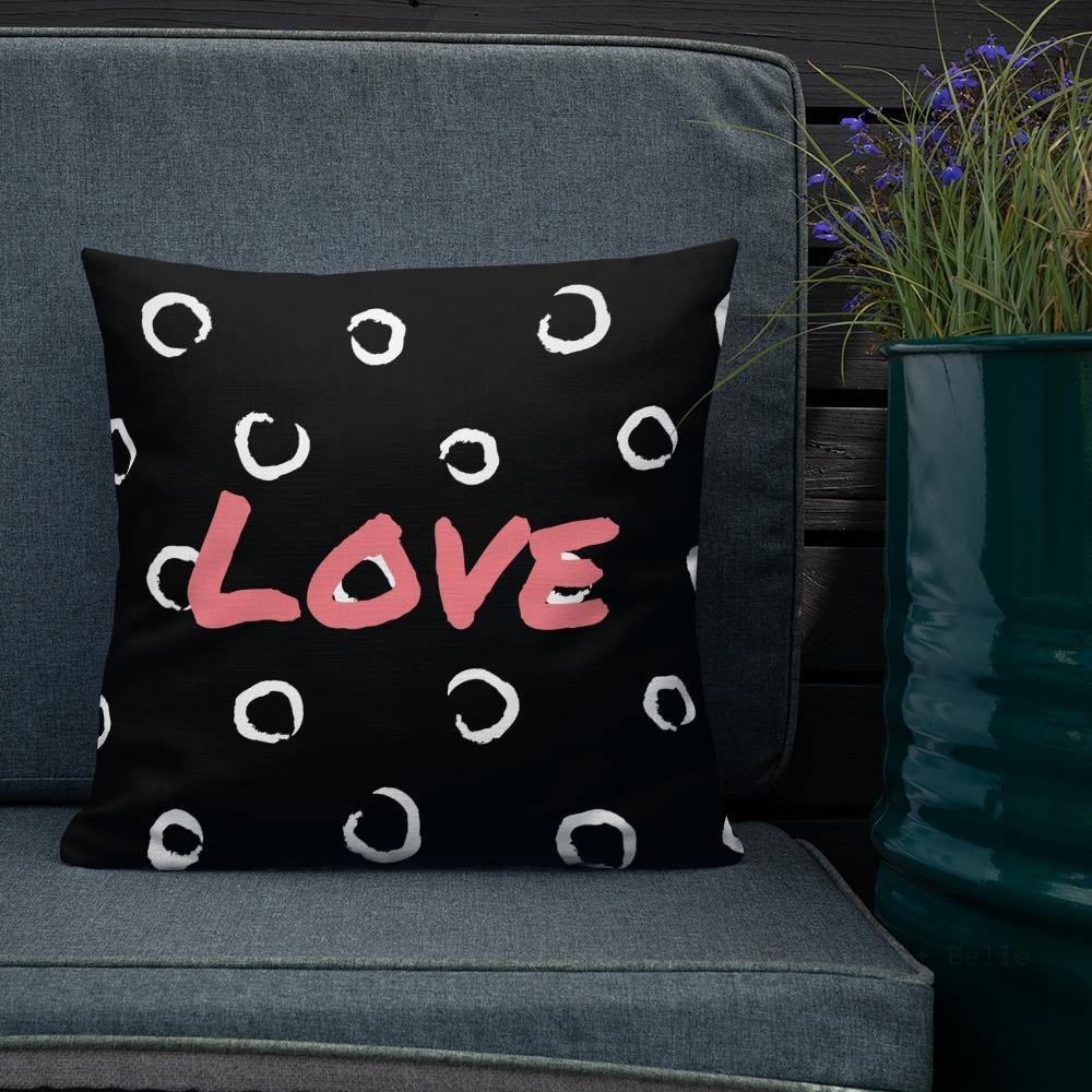 Black And White Swirling Pattern Love Square Cushion Cushions