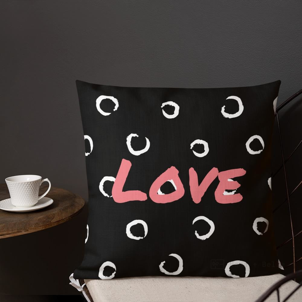 Black And White Swirling Pattern Love Square Cushion Cushions