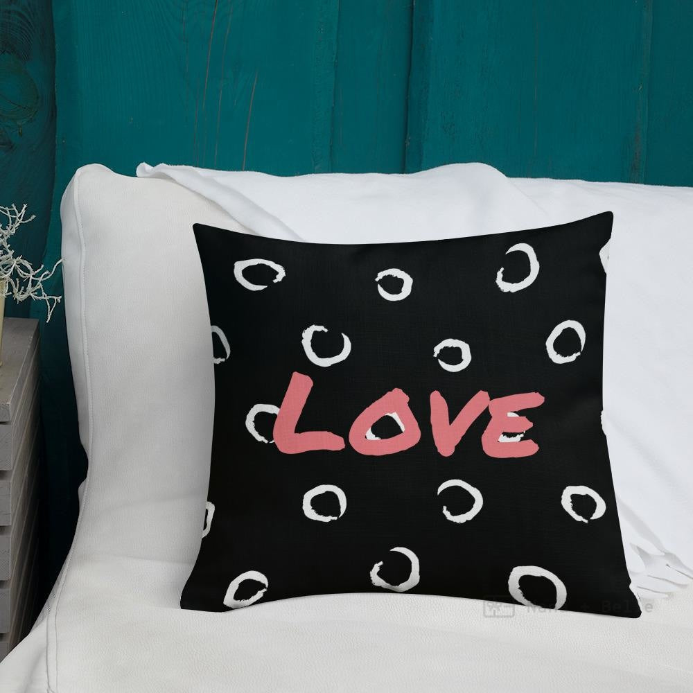 Black And White Swirling Pattern Love Square Cushion Cushions