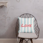 Load image into Gallery viewer, 18x18in square ornament sofa cushion throw blue stripe 45x45cm - Love New - Nana + Belle
