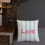 Load image into Gallery viewer, Blue Stripes Pattern Love Square Cushion Cushions
