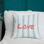 Load image into Gallery viewer, Blue Stripes Pattern Love Square Cushion Cushions
