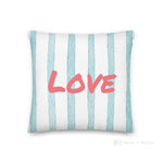 Load image into Gallery viewer, Blue Stripes Pattern Love Square Cushion Cushions
