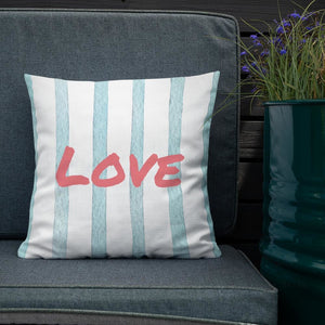 Blue Stripes Pattern Love Square Cushion Cushions