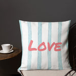 Load image into Gallery viewer, Blue Stripes Pattern Love Square Cushion Cushions
