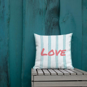 Blue Stripes Pattern Love Square Cushion Cushions