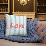 Load image into Gallery viewer, Blue Stripes Pattern Love Square Cushion Cushions
