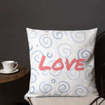 Load image into Gallery viewer, Blue Swirls Pattern Love Square Cushion Cushions
