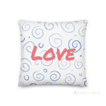 Load image into Gallery viewer, Blue Swirls Pattern Love Square Cushion Cushions
