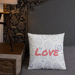 Load image into Gallery viewer, Blue Swirls Pattern Love Square Cushion Cushions
