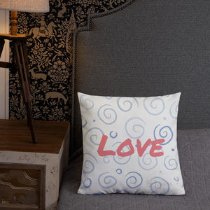 Blue Swirls Pattern Love Square Cushion Cushions